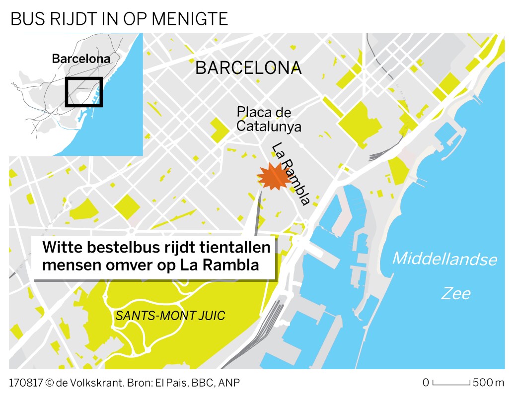 Teruglezen - 13 doden bij aanslag op Ramblas in Barcelona, 'terroristen gedood' in Cambrils