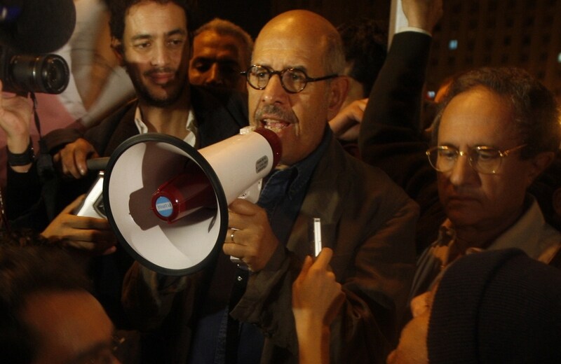 Mohamed ElBaradei op het Tahrirplein, eind januari.