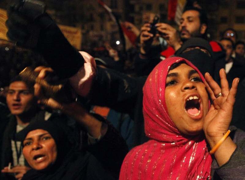 Demonstranten op het Tahrirplein in Caïro.