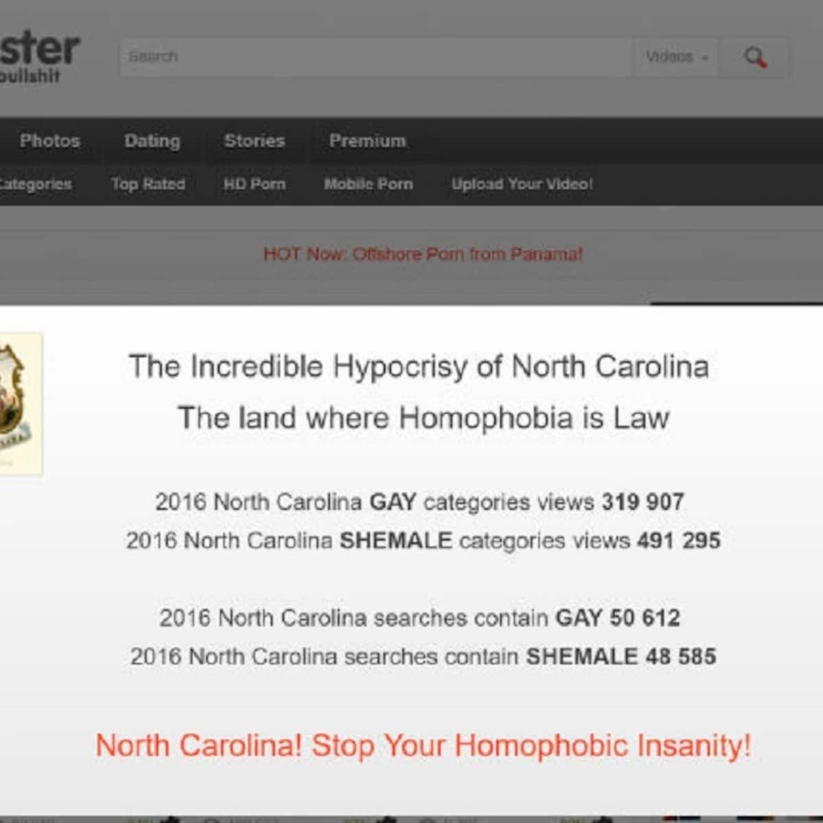 Pornosite blokkeert toegang in North Carolina om hypocriete anti-LGBT wet  | de Volkskrant