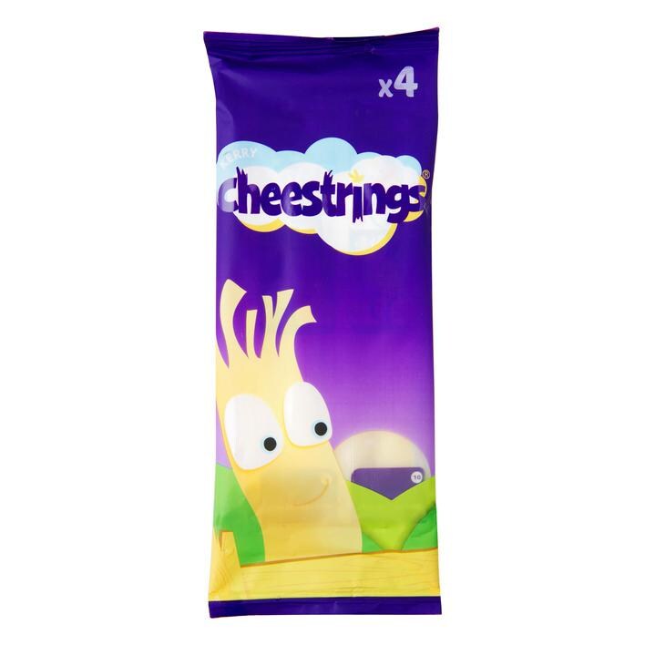 Vaalgele staafjes kaas waar reepjes vanaf worden getrokken: de strings ...