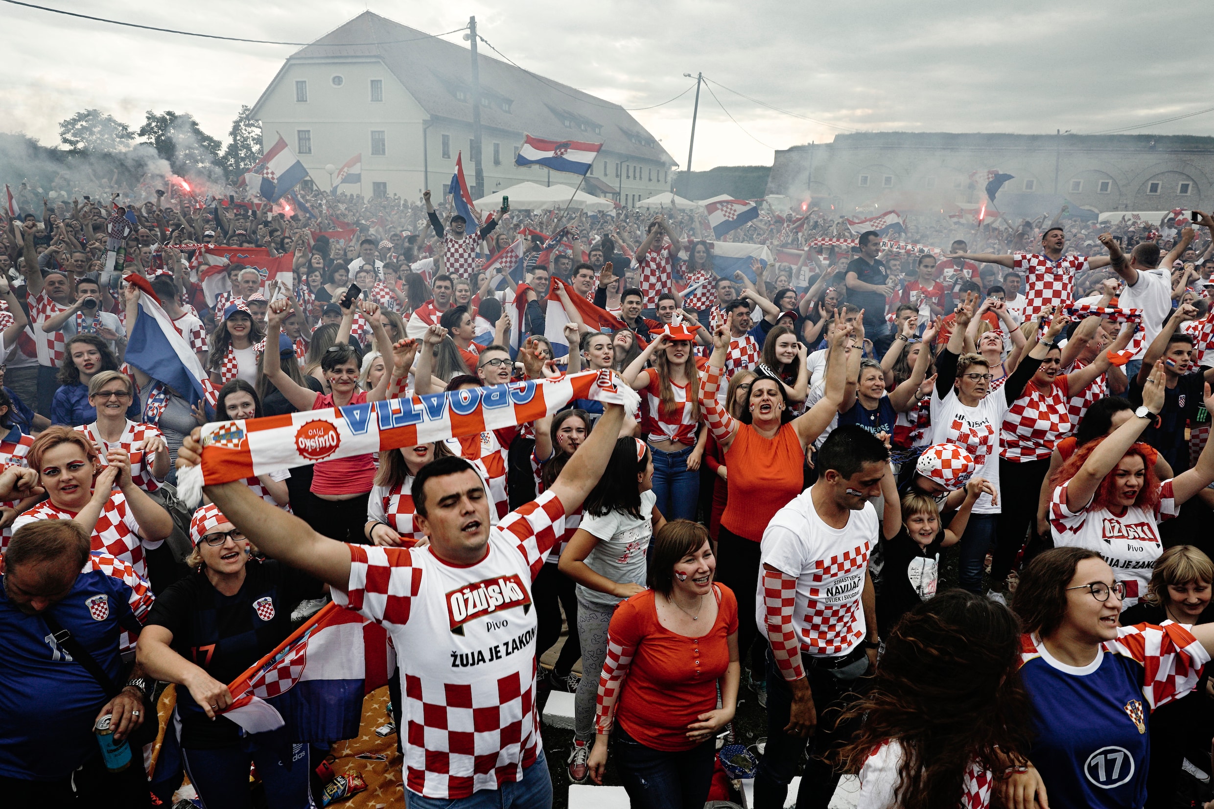 Kroatië scoort, het publiek juicht