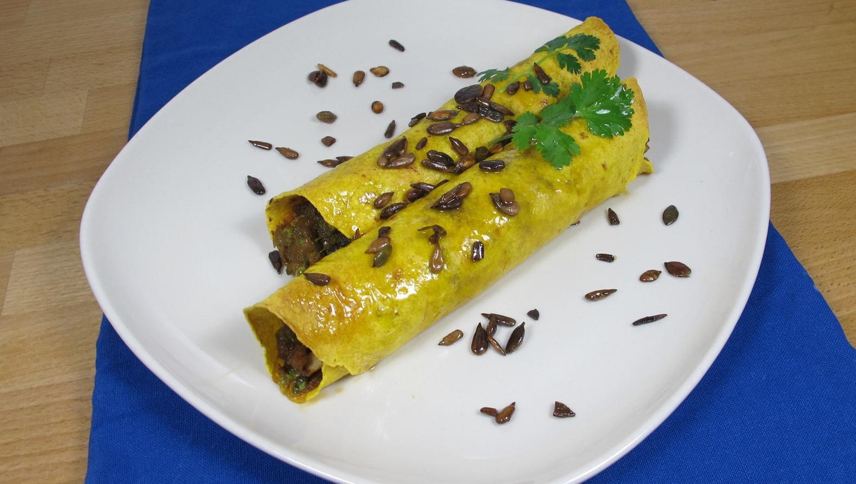 Vegan wortelwrap met pompoenvulling