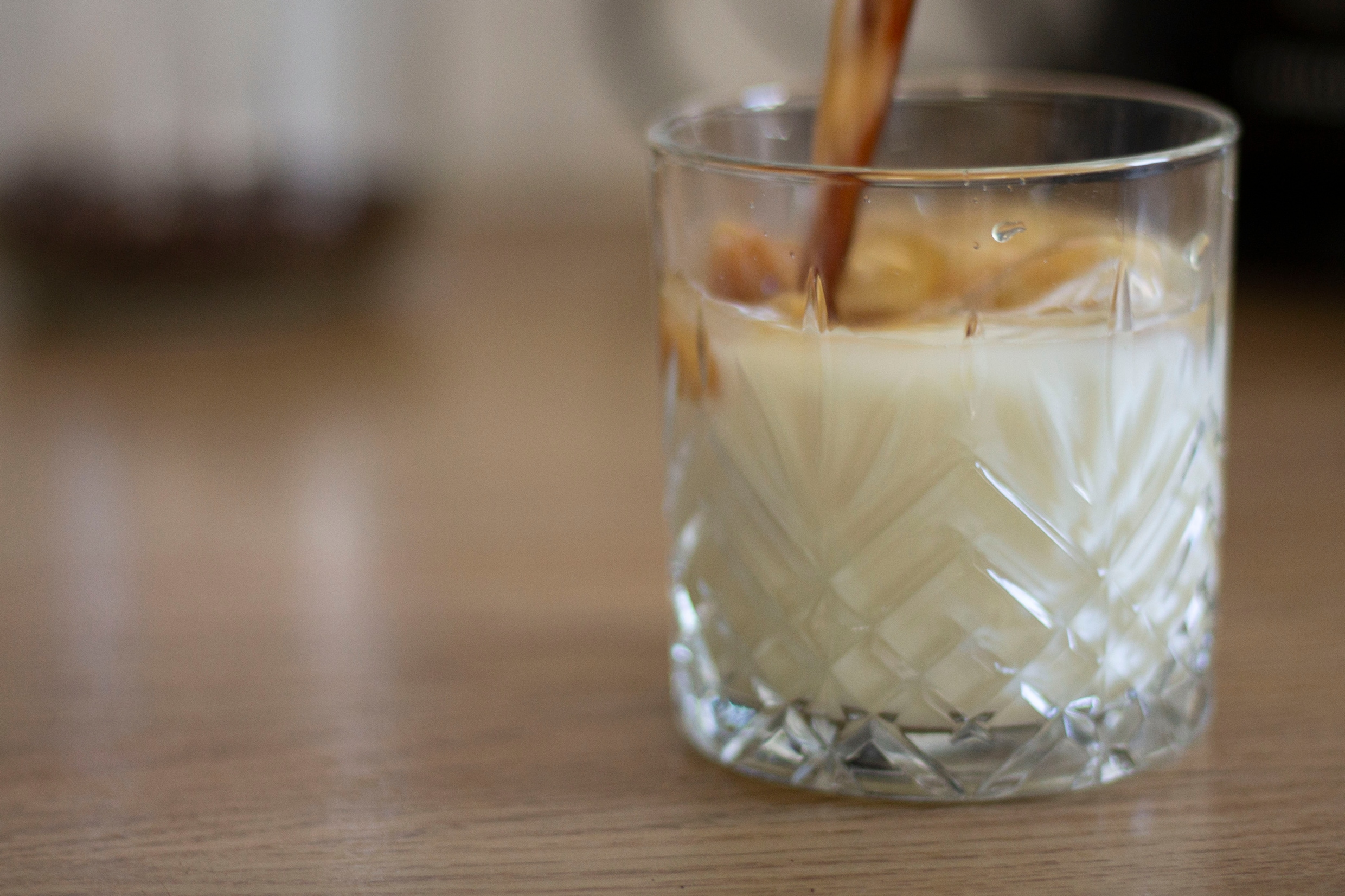 Iced latte met havermelk.