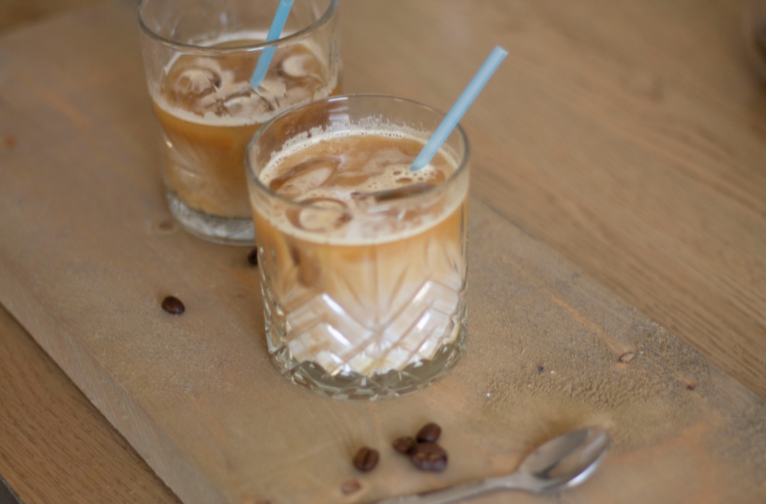 Iced latte met havermelk.