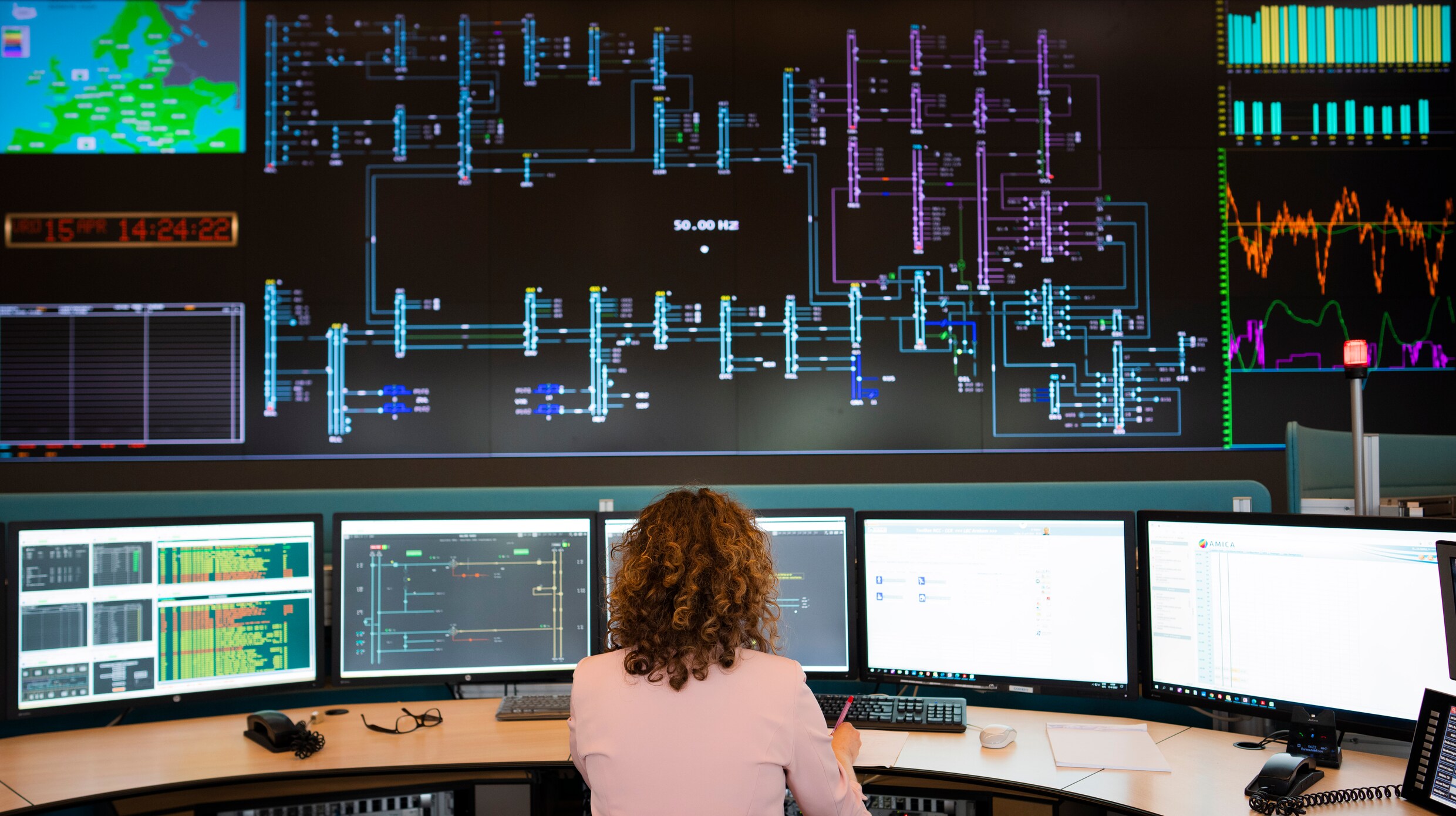 In deze zwaarbewaakte controlekamer wordt het stroomnet in balans ...