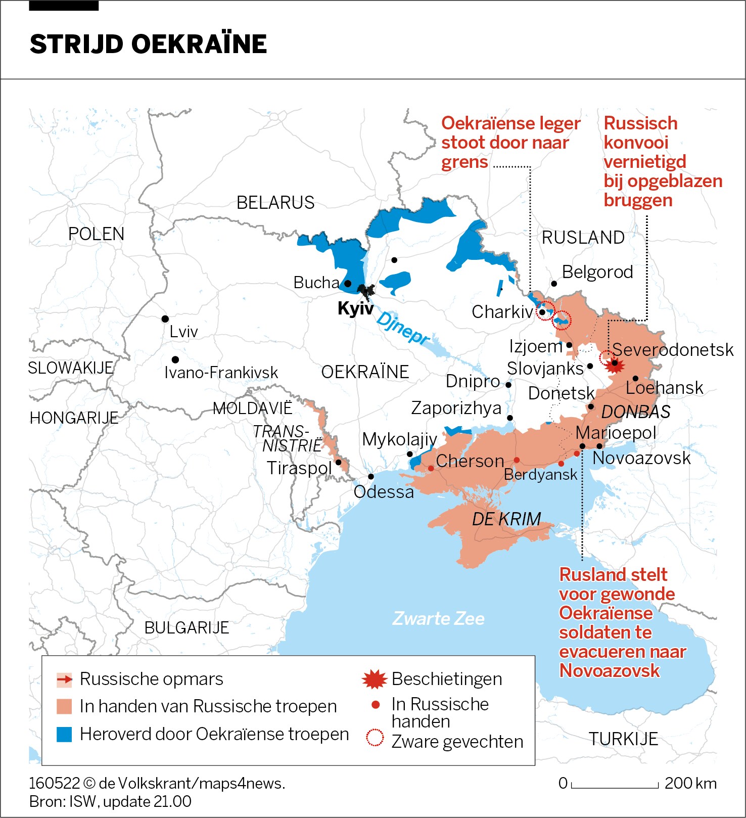 Oekraïne dringt Russische leger bij Charkiv terug tot op drie kilometer van de grens