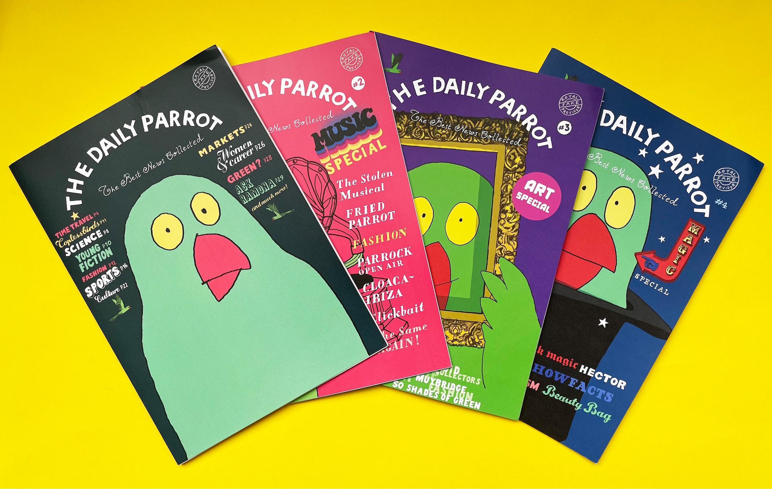‘The Daily Parrot’ is een grafisch eerbetoon aan een vogel met twee ...