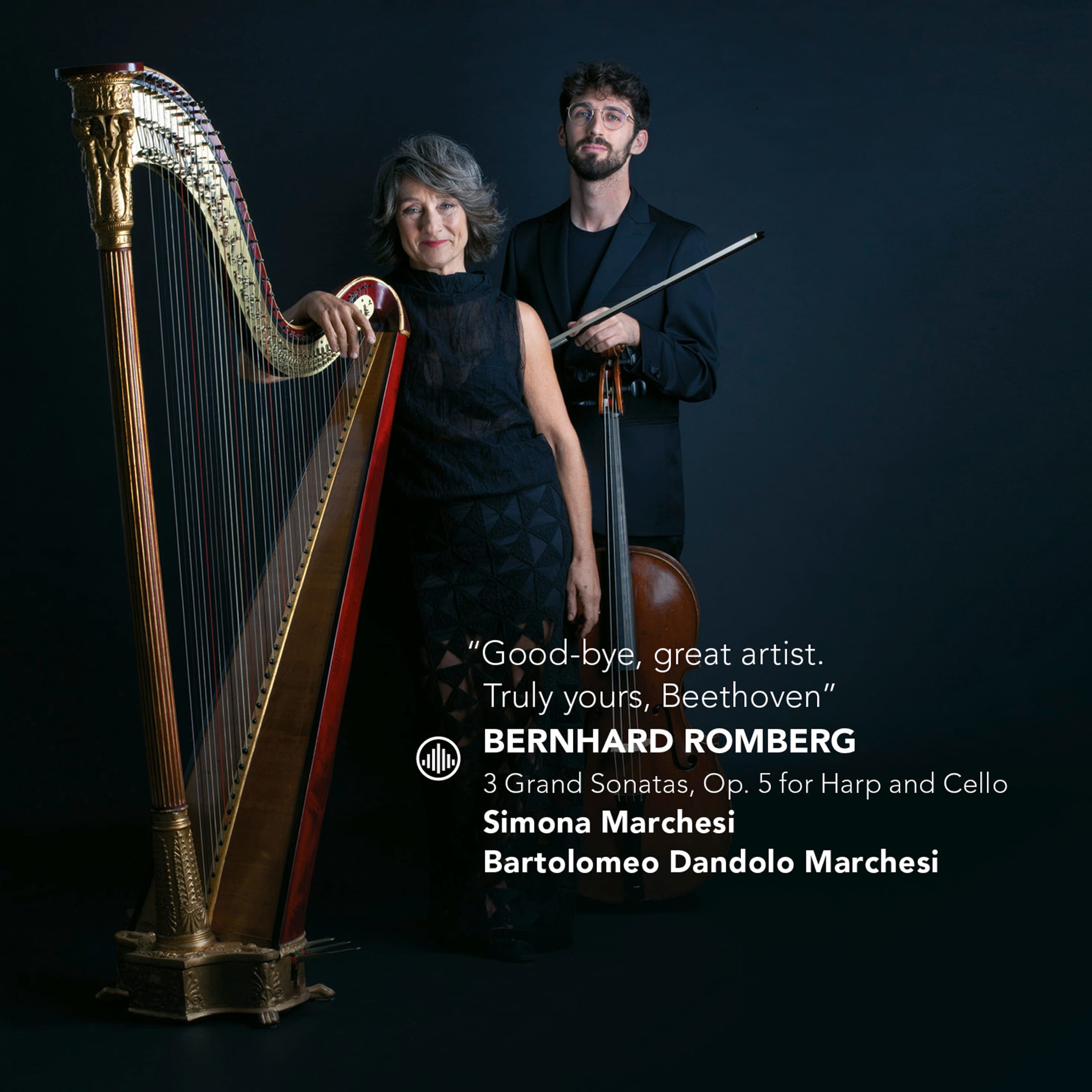 In evenwichtig verdeelde dialogen versterken cello en harp elkaar, in