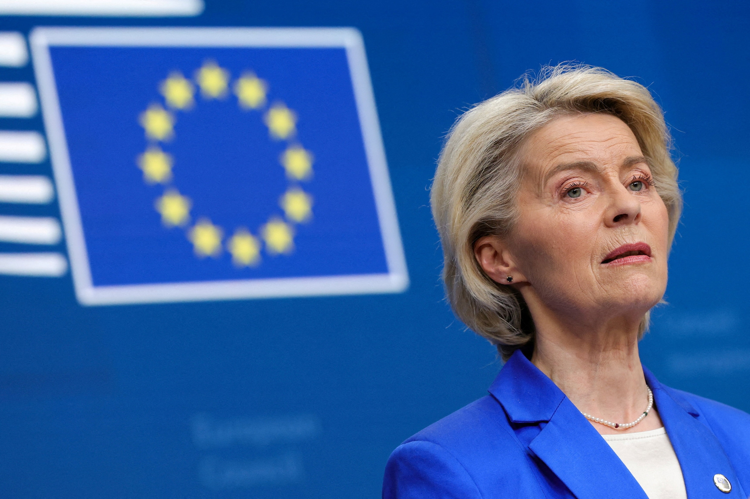 EU-commissievoorzitter Ursula von der Leyen tijdens een EU top in Brussel. 23 Oktober 2025. 