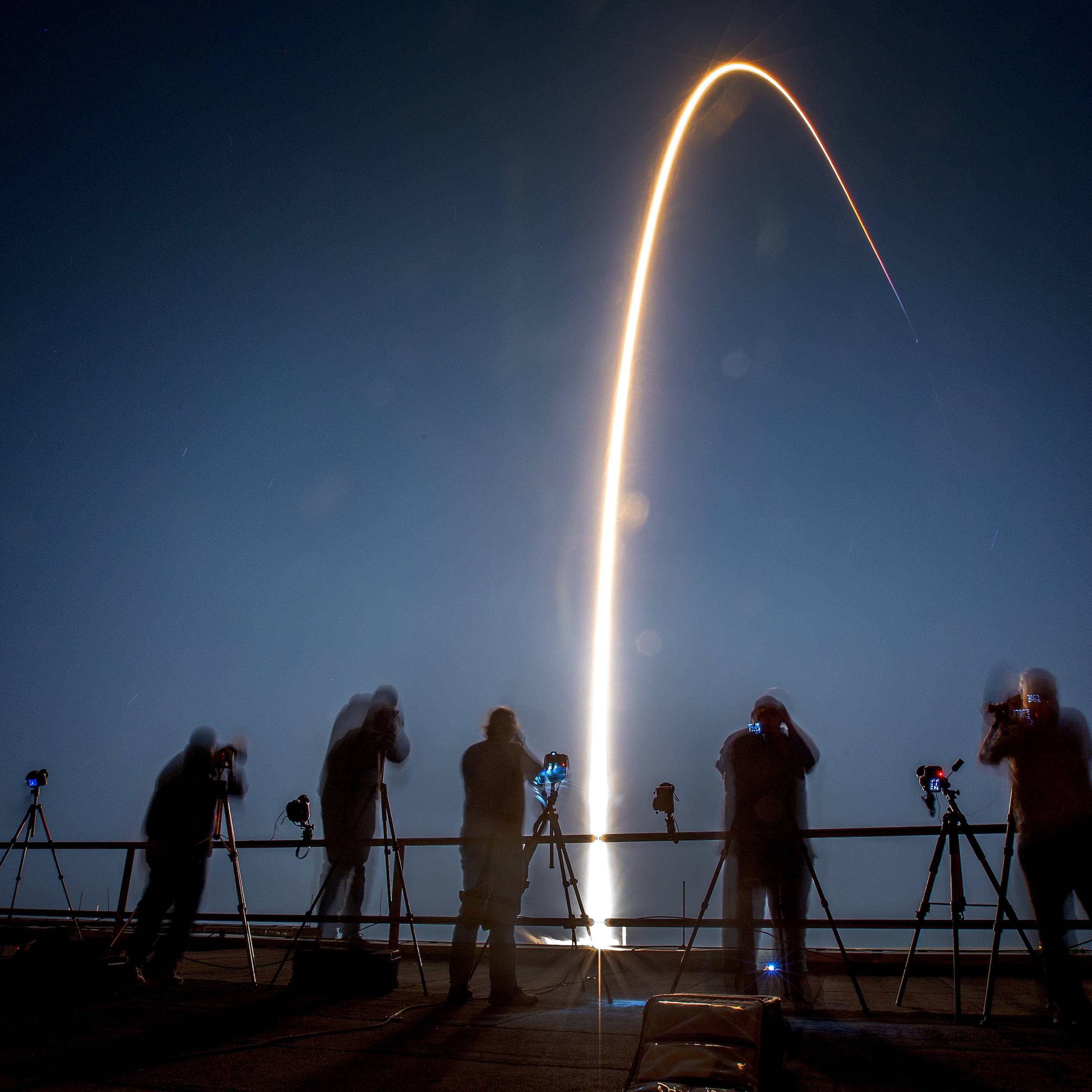 De lancering van een Falcon 9-raket van SpaceX.