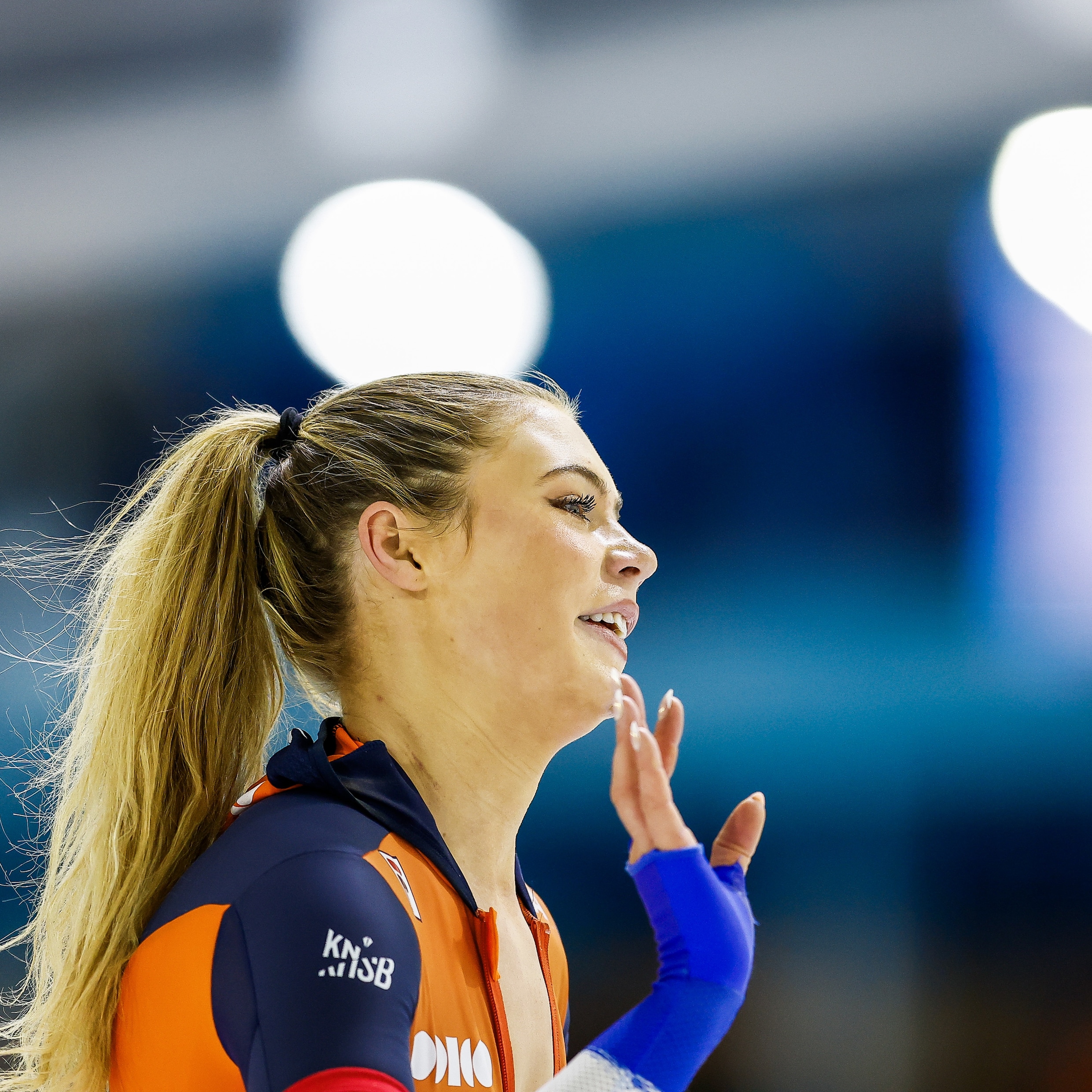 Jutta Leerdam na haar winst op de 1000 meter.