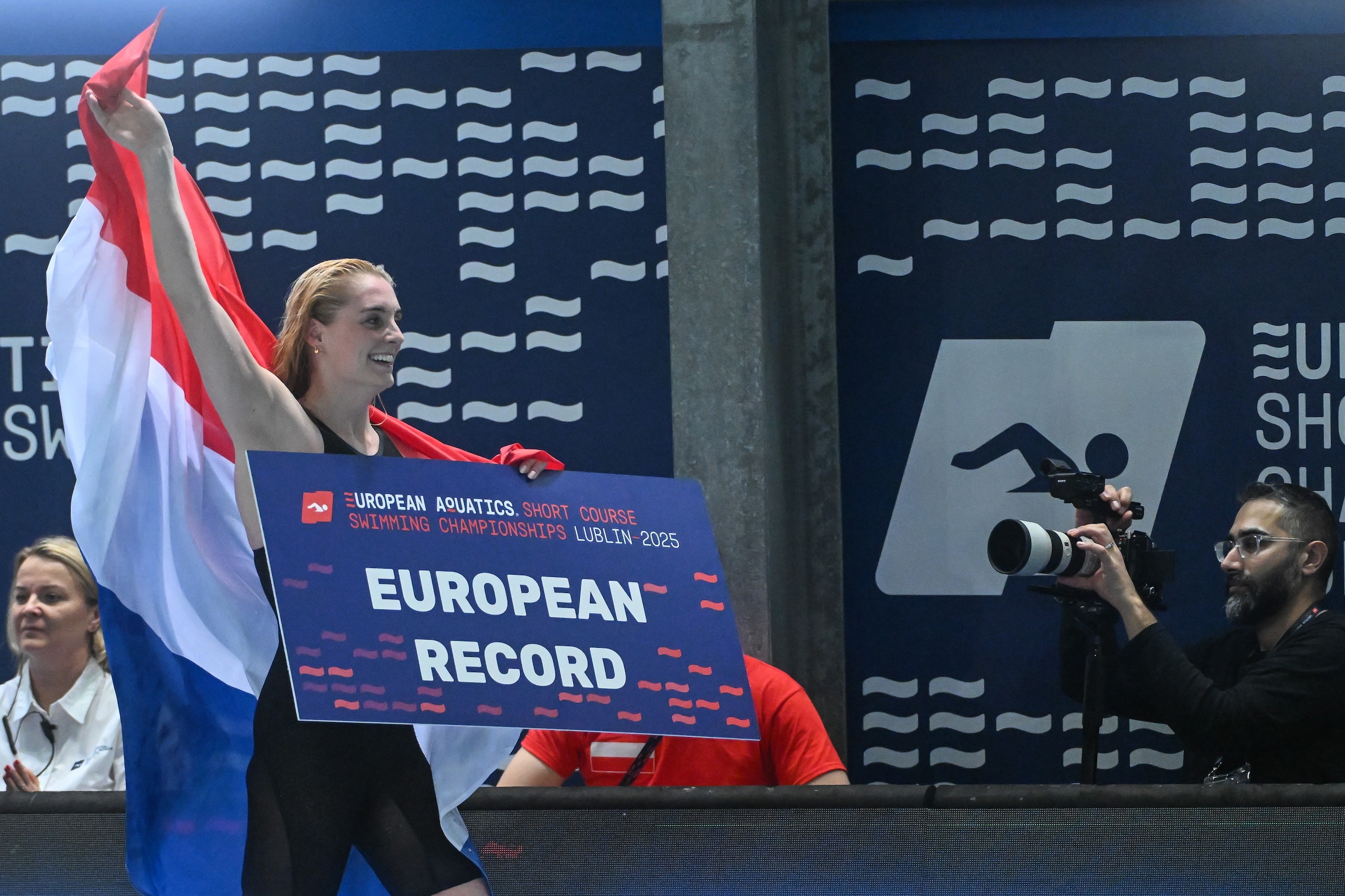 Marrit Steenbergen na de winst op de 100 meter vrije slag.