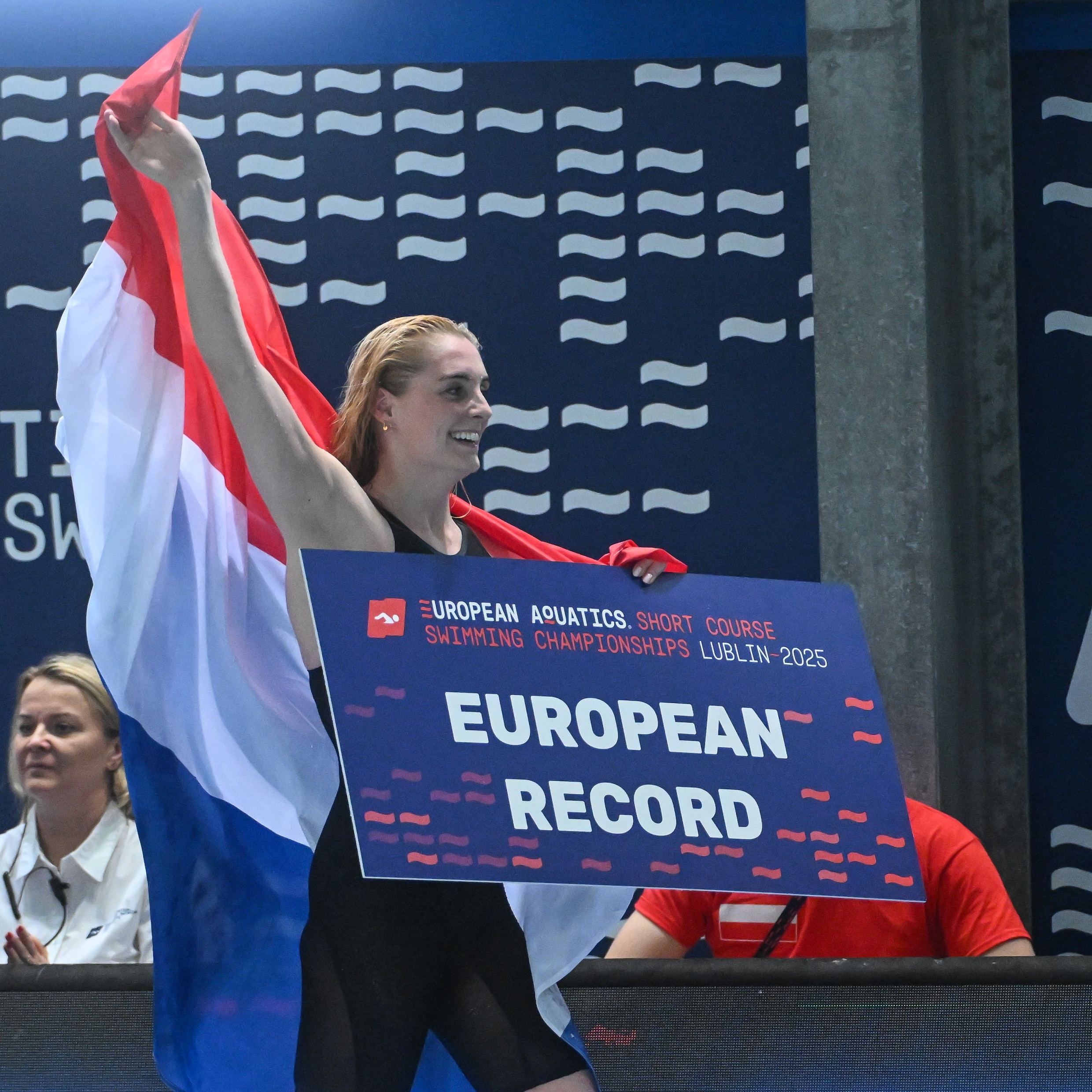 Marrit Steenbergen na de winst op de 100 meter vrije slag.