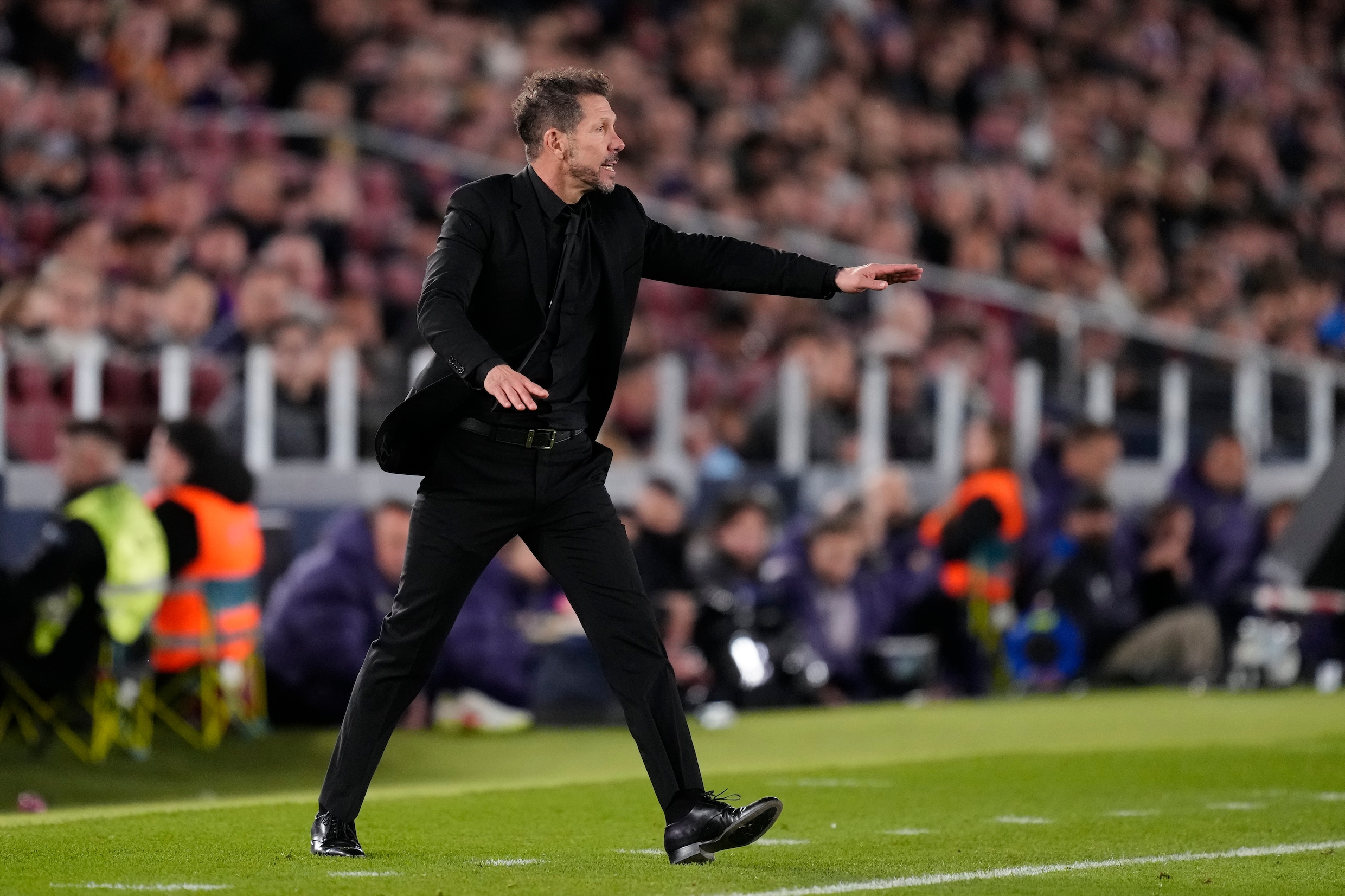 Trainer Diego Simeone van Atlético Madrid, dinsdag de tegenstander van PSV.