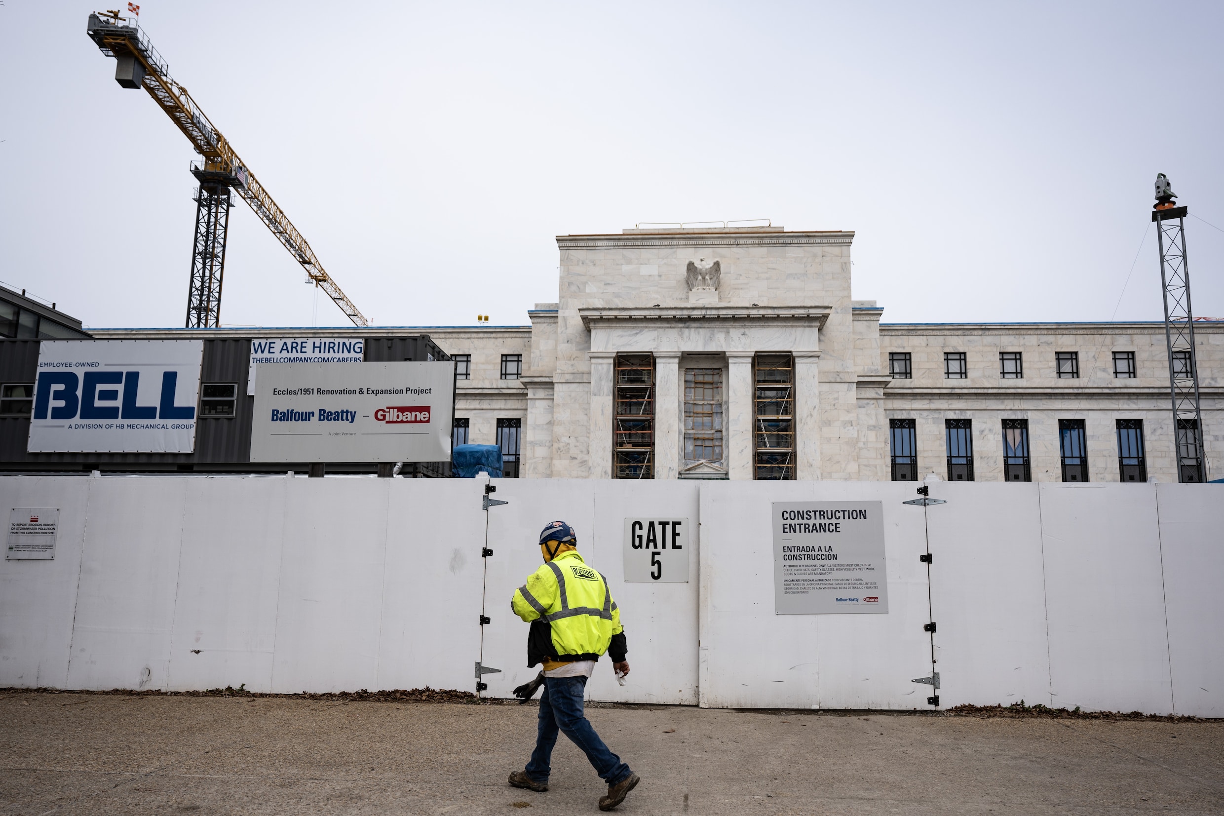 De hoofdzetel van de Federal Reserve in Washington, momenteel onder constructie.