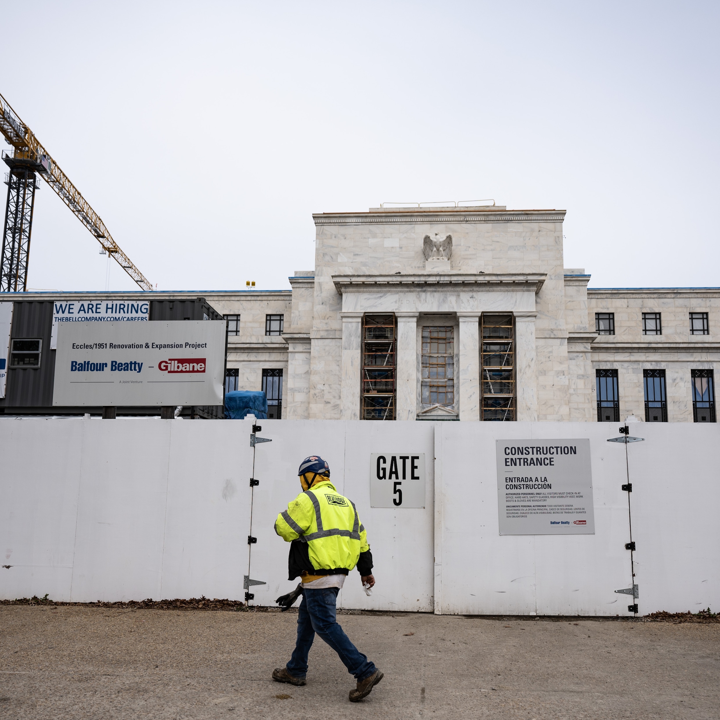 De hoofdzetel van de Federal Reserve in Washington, momenteel onder constructie.