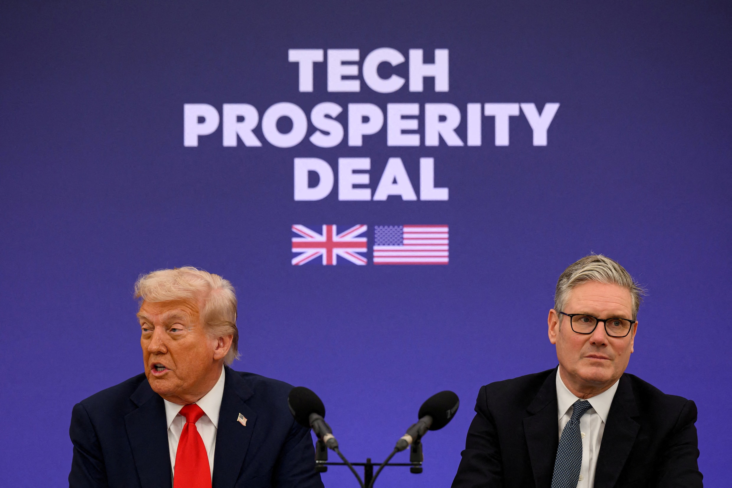 Trump en Starmer tijdens het staatsbezoek van de Amerikaanse president afgelopen september. 