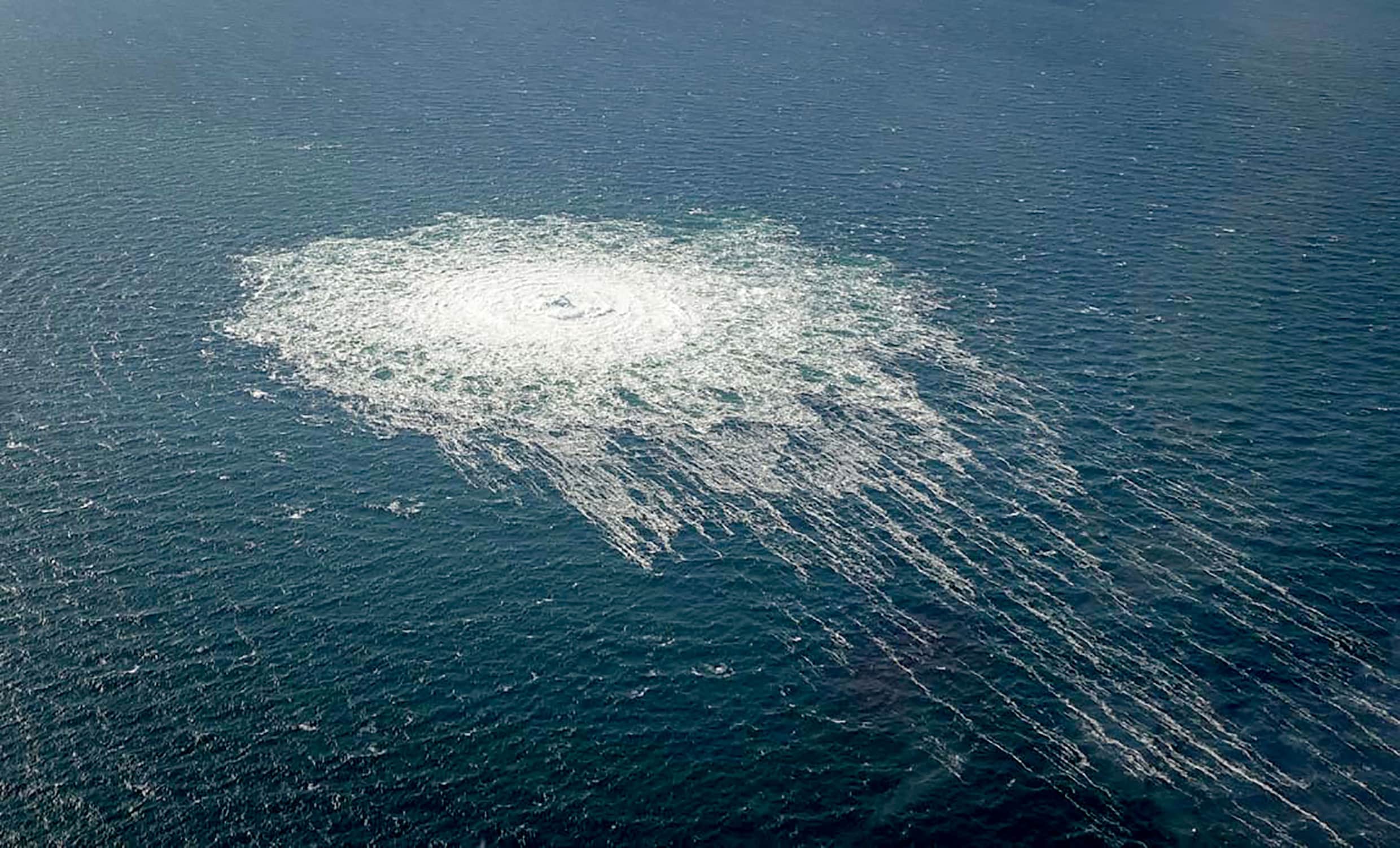 Het gaslek dat in september 2022 ontstond bij de Nord Stream-pijpleiding na de explosies.