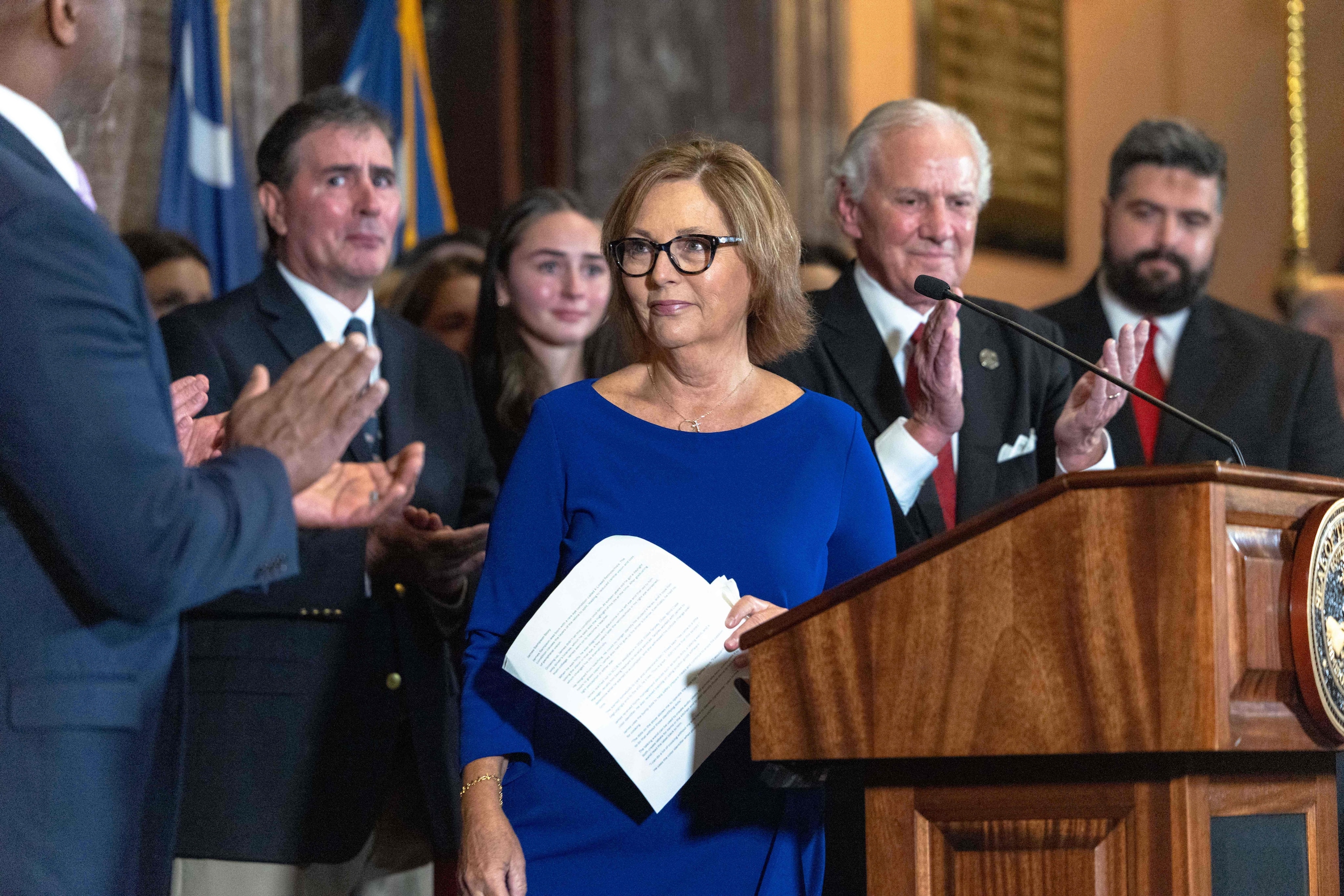 Darline Graham Nordone maandag op een persconferentie in Columbia, South Carolina.
