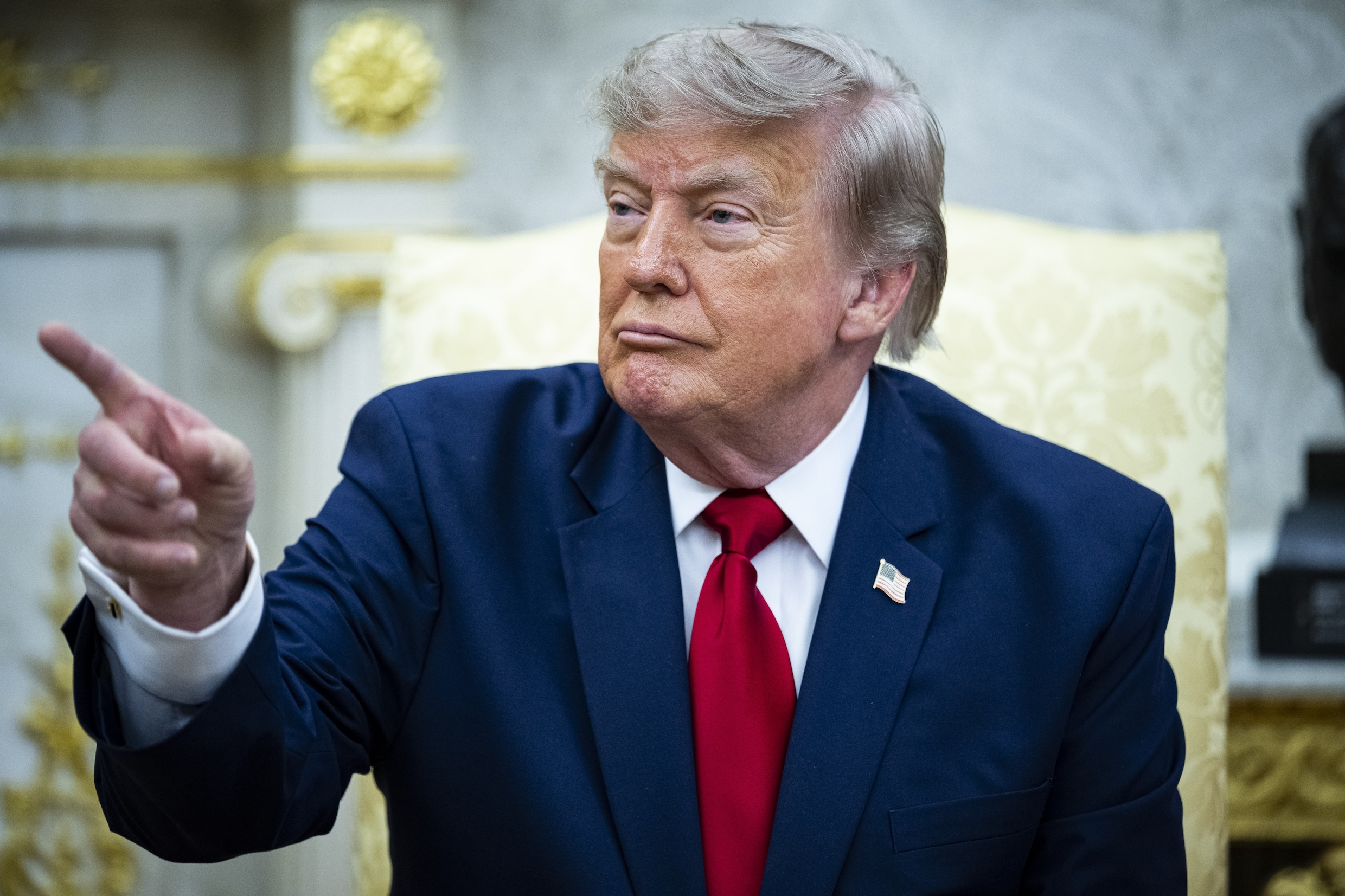 De Amerikaanse president Donald Trump in het Witte Huis.