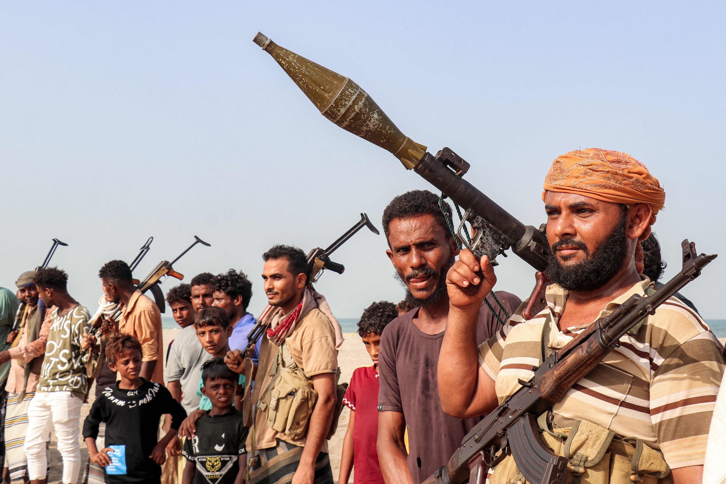 Houthi-strijders aan de Rode Zee.