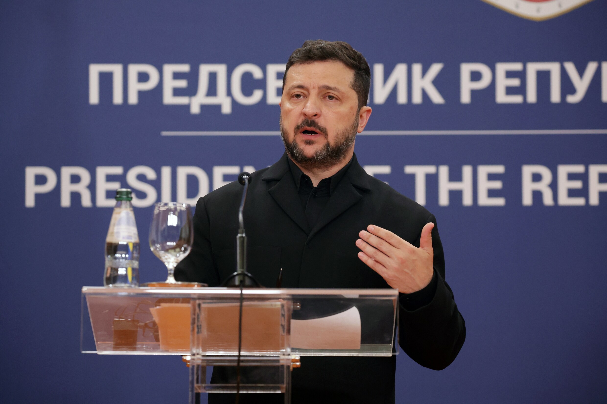 Zelensky op een persconferentie dit weekend.