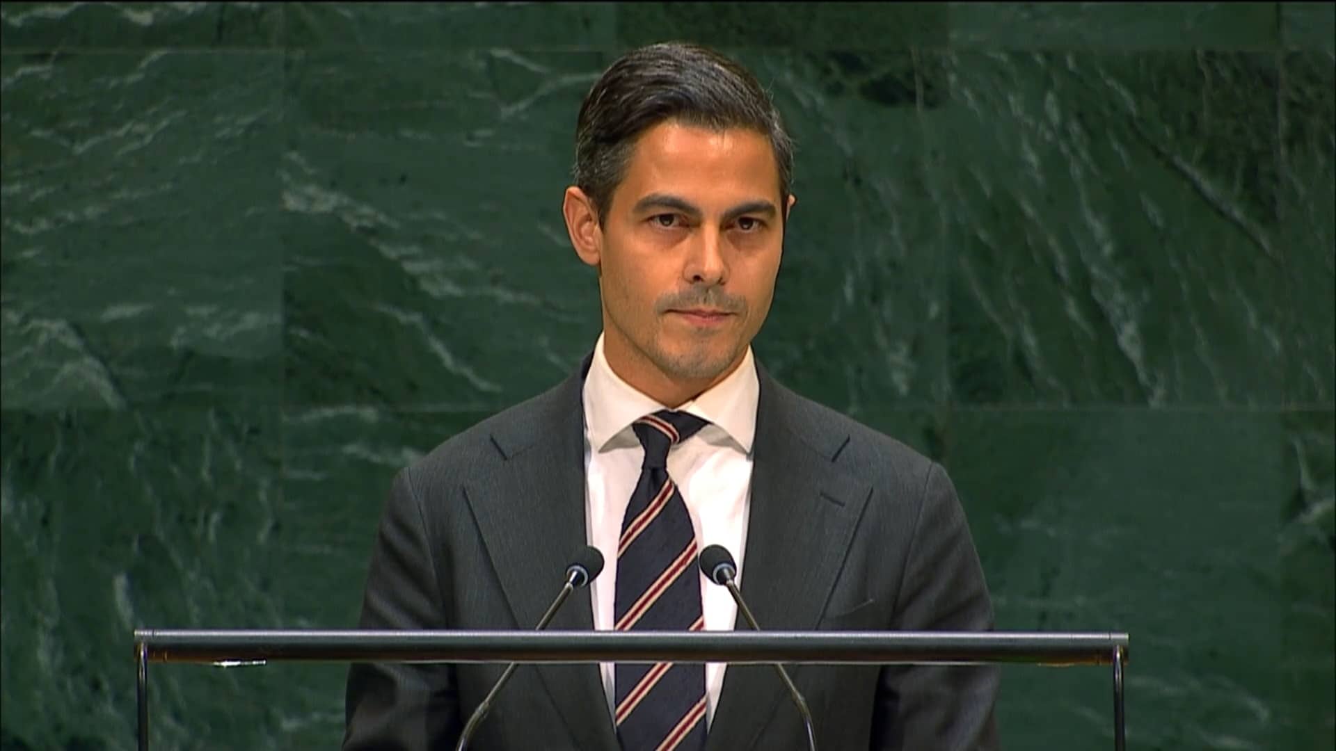 Premier Rob Jetten tijdens toespraak bij de VN in New York: 'handen af van het ICC en van alle andere instituten die de internationale rechtsorde beschermen.’ New York, 24 september 2026